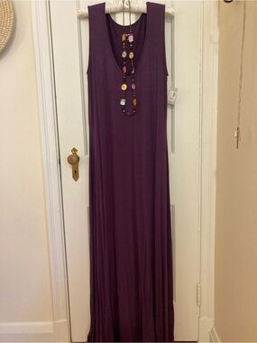 Deep plum knit maxi dress